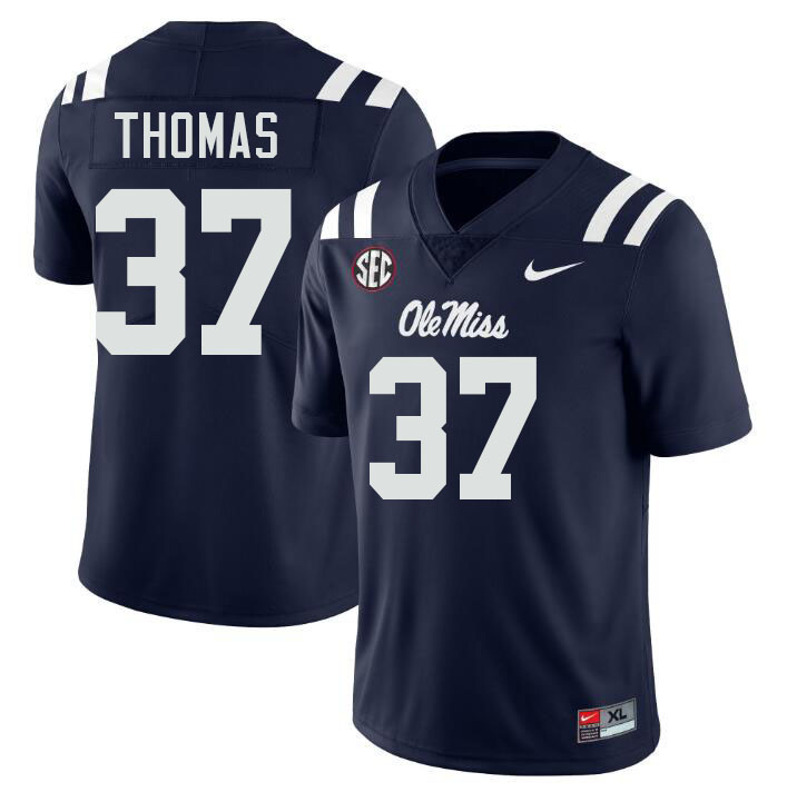Ole Miss Rebels #37 Cortez Thomas College Football Jerseys Stitched-Navy